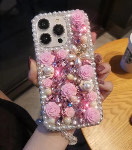 Glitter Diamond Rose Luxury Flash Phone Cover Women Chain For Xiaomi Redmi Case - Picture 4 of 7