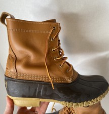 Vtg. 80 s LL BEAN Women Leather 6 Inch Duck Bean Boots Size 9 Shoe Mint