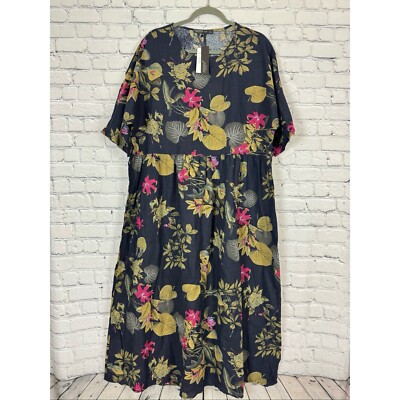 NWT Zanzea Art To Wear Floral Maxi Dress Colorful Lagenlook Boho Womens XXXL
