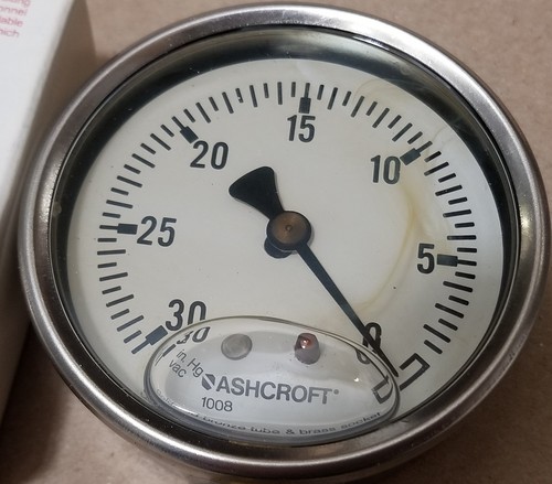NEW Ashcroft 631008AL02LVAC 1008AL Glycerine Filled Stainless Steel-Case Gauge - Picture 2 of 6