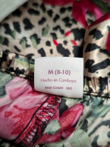 SECRET TREASURES Pajama Sleep Shorts Pink FLORAL Animal Print LACE Womens Medium - Picture 5 of 9