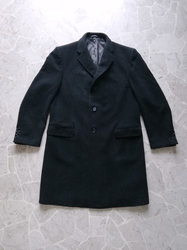 Cappotto lungo uomo XL / 54 IT 100% lana vergine classico nero Trendy - Foto 3 di 22