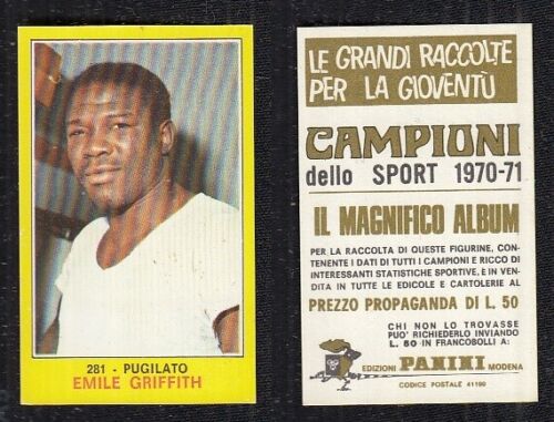 BOXING CARD - PANINI - CAMPIONI SPORT 1970/71 - EMILE GRIFFITH - 281 - MINT - Foto 1 di 1