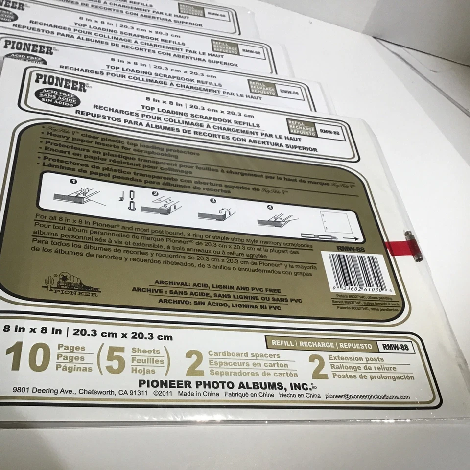 Lote de 5 recambios de libro de memoria Pioneer 8 X 8 (5 páginas cada uno) carga superior RMW-88 Foto 2 de 4