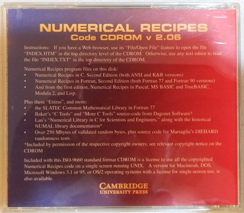 Numerical Recipes The Art of Scientific Computing Code CDROM V2.06 1996 dos+unix - Picture 5 of 9