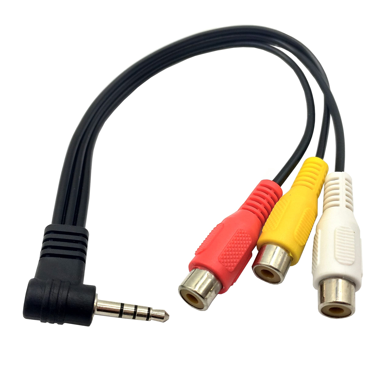 Xwbella 3.5mm to 3RCA Cable, 8 inch 90 Degree Angle 1/8
