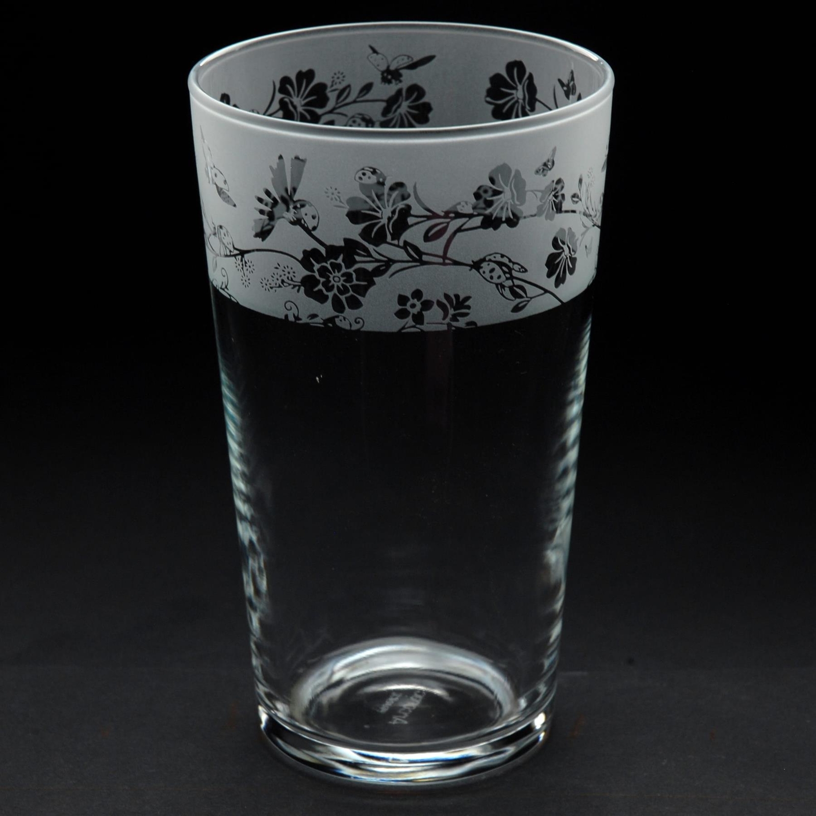 Beer Pint Glass Hand Etched Decorative Drinking Animal Gift For Him Ladybird