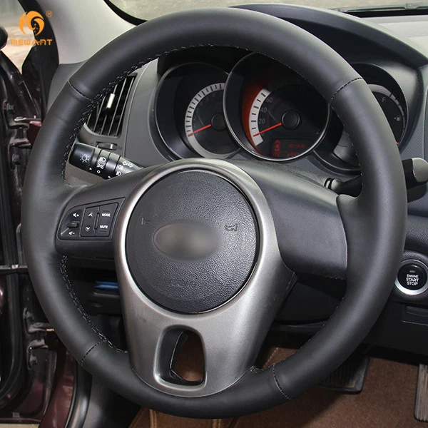 DIY Black Leather Steering Wheel Cover for Kia Forte Soul Rio 2009-2011 #0710 - Image 4 of 4