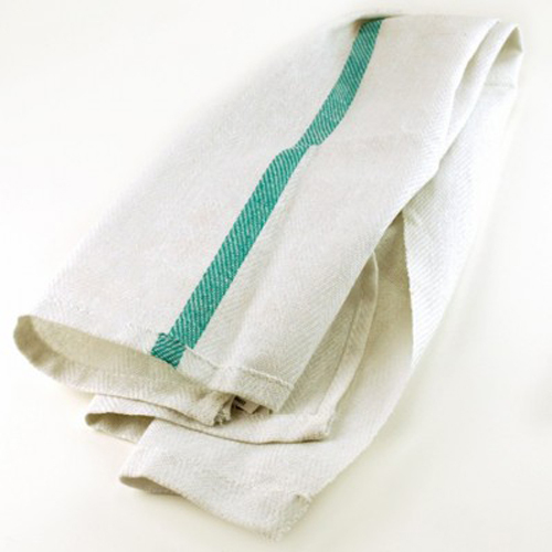 6 new herringbone non terry towels lint free green stripe 15x26 100/% cotton