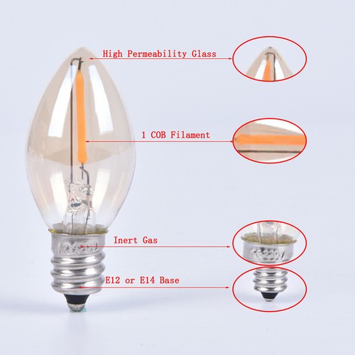 E14/E12 C7 Led Bulb 0.5W LED Lamp LED Filament Light Chandelier LED Edison Bu CA - Picture 8 of 12