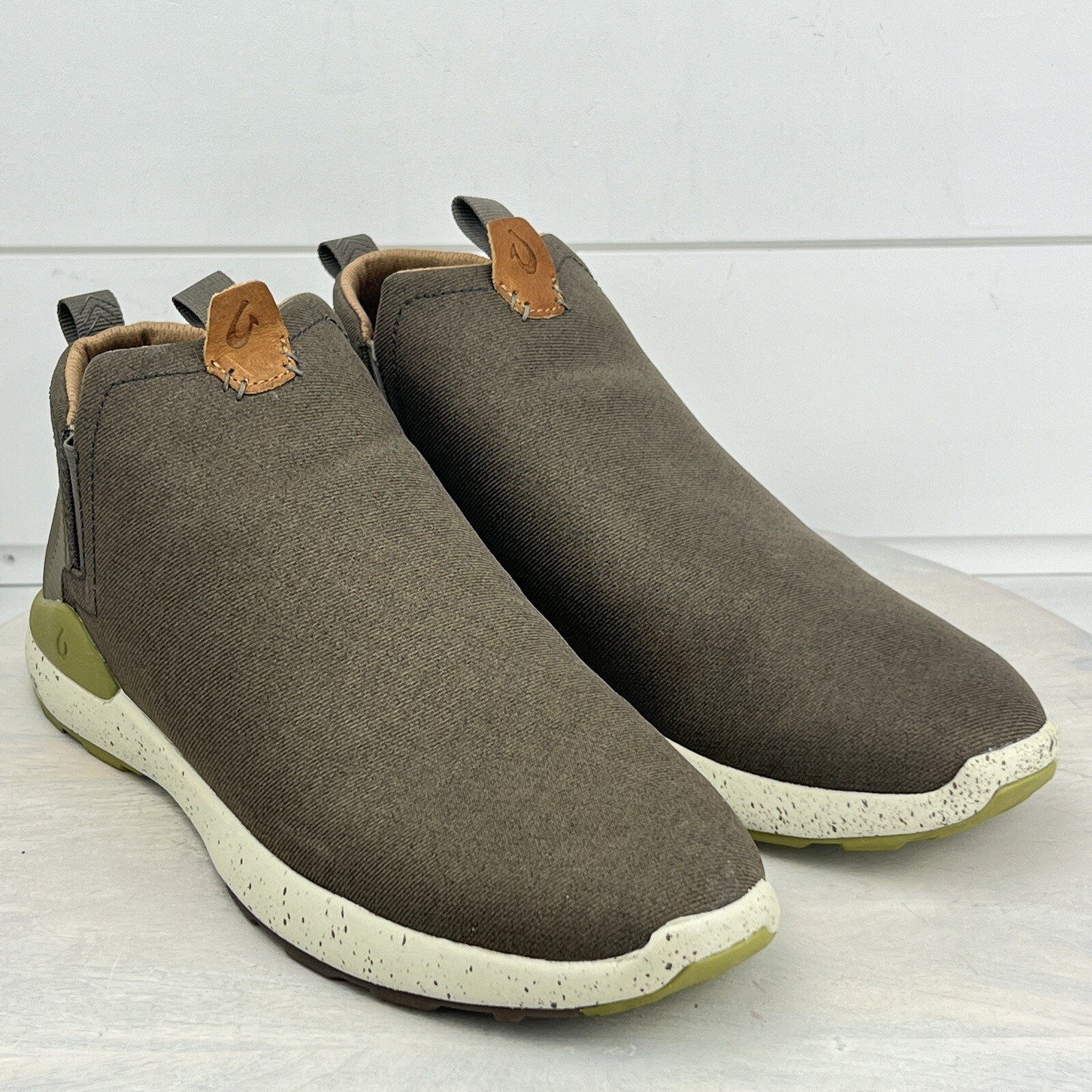 Olukai Kiapoko Brown Green Water Resistant Pull On Sneakers Shoes Men's