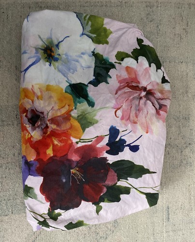 Pottery Barn Kids Pink Floral Garden Dragonfly 100% Cotton Crib Fitted Sheet EUC