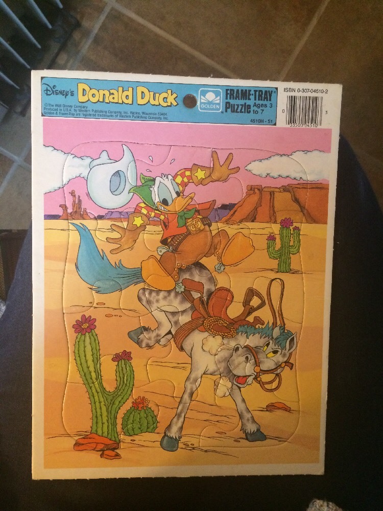 Vintage 1980s Disney's Donald Duck Golden Frame-Tray Puzzle #4510H