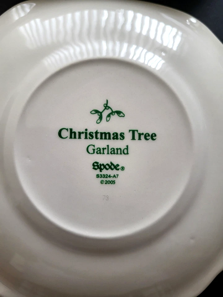SPODE Set of 4 Christmas Tree GARLAND S3324-A7 Appetizer Plates 5 5/8" Square - Image 3 of 4