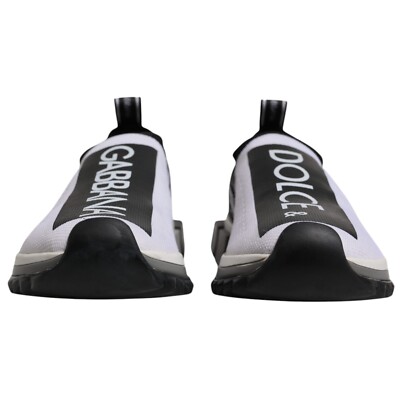DOLCE & GABBANA Shoes White Black Slip On Sorrento Sneakers EU37.5
