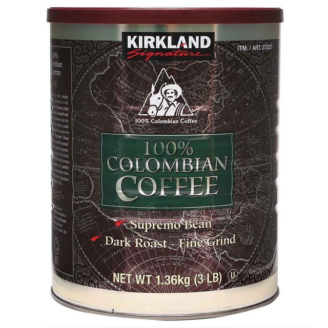 Kirkland 100 Colombian Ground Coffee Supremo Bean Dark Roast Fine Grind
