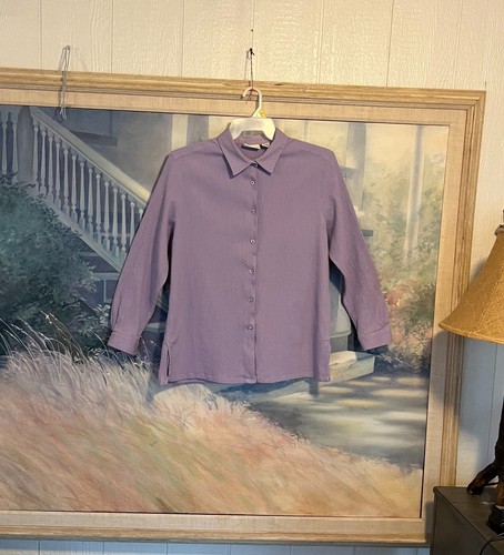 Women's Plus Size Lilac Ribbed Long Sleeve Blouse By Appleseeds Sz. 20 - Picture 5 of 12