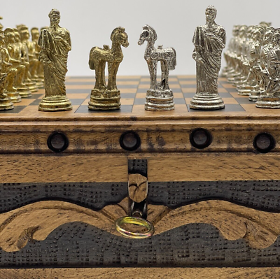 Metal Chess Stones With Personalized Wooden Chess Board With Hidden  Compartment