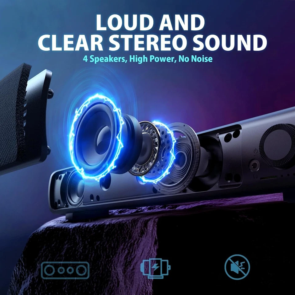 Lautsprecher Soundbar PC Computer Monitor Boxen Box 3,5mm AUX USB B467 - Bild 2 von 4