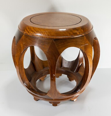 Antique Style Vintage Mid-Century Chinese Rosewood Drum Form Stool