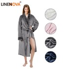 Unisex Long Warm Dressing Gown Robe Luxury Fleece Bath Robe with Shawl Collar AU