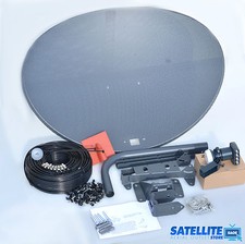 80cm Zone 2 satellite dish & quad lnb + 5m Twin Black kit For Freesat / Sky
