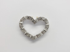 10k White Gold Round Baguette Diamond Heart Pendant 1/3 CT