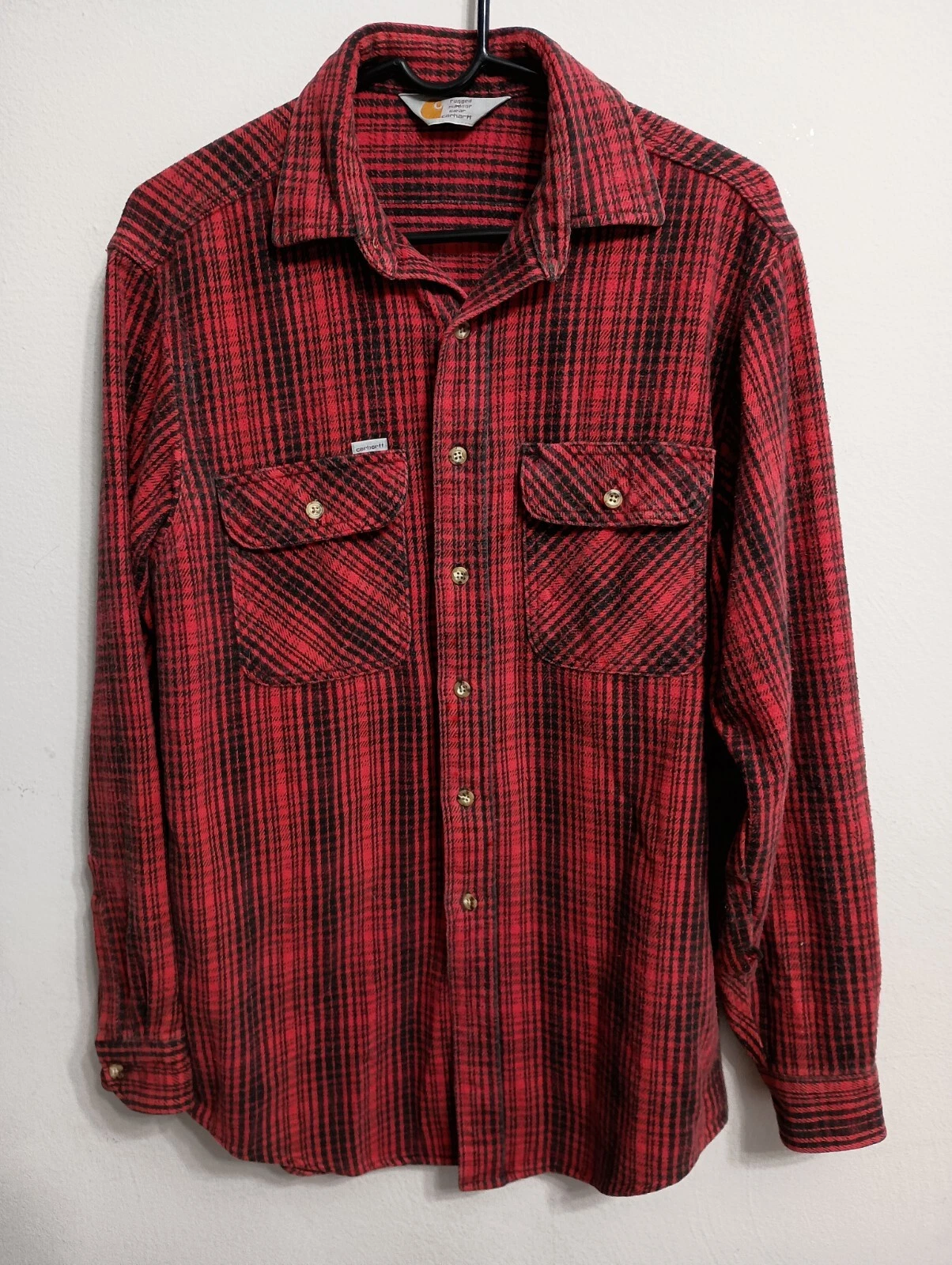 Carhartt Shirt Mens Red Button Up Flannel (Possibly L) Rugged Outdoor Wear
Opens in a new window or