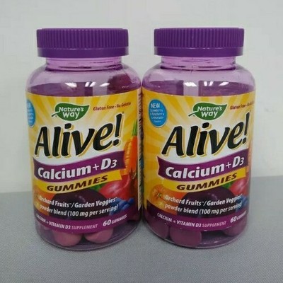 Alive! Nature's Way Calcium + D3 Supplement 60 Gummies Lot ...