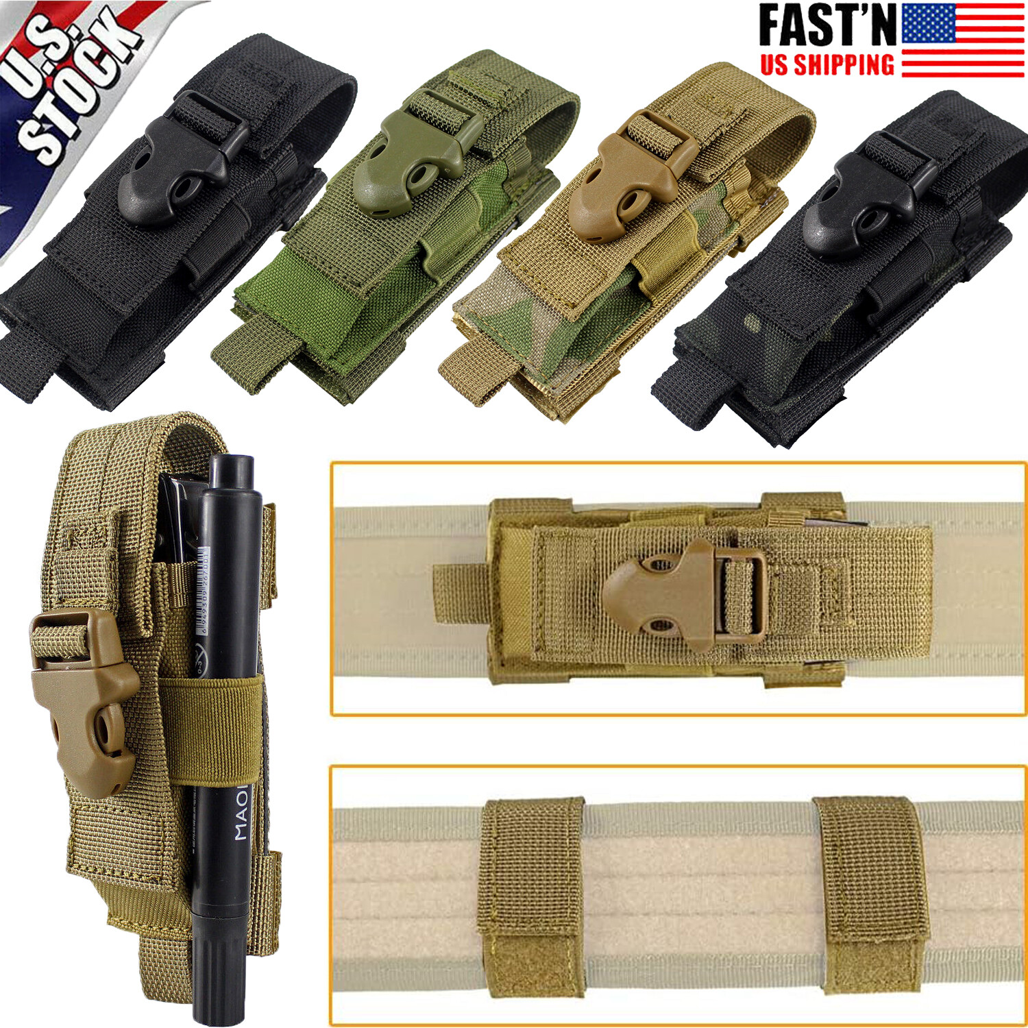 Tactical MOLLE Tool Sheath Holster Organizer Mag Holder Flashlight Utility Pouch-image