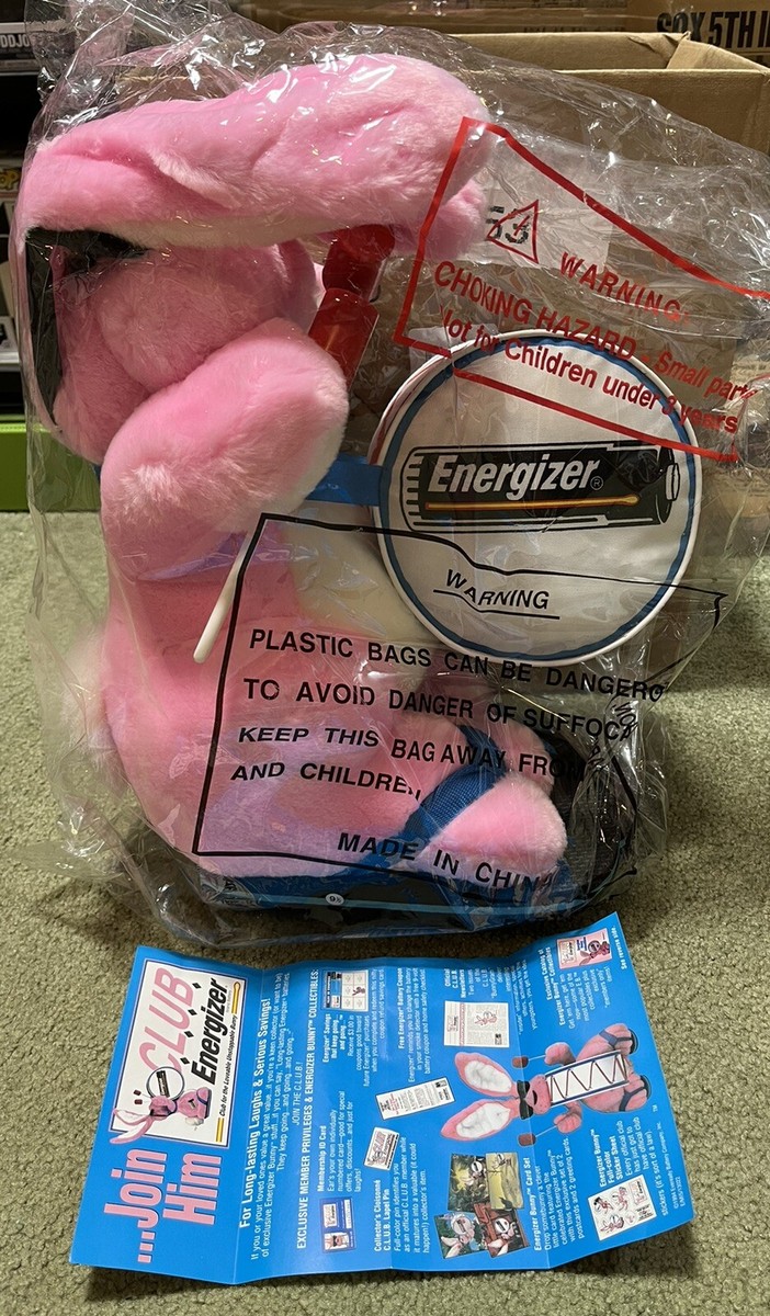 1997 New Boxed Club 23” Pink Energizer Bunny Bean Bag Toy Stuffed Plush  Sealed!!