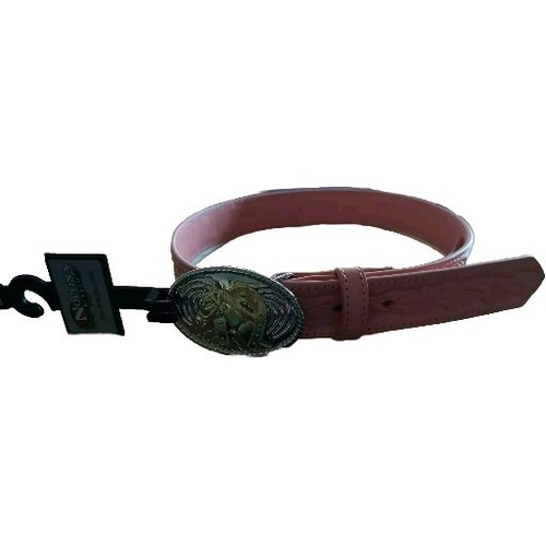 NOCONA WESTERN PINK LEATHER COWGIRL'S BELT & HORSE HEAD BUCKLE ~ SIZE 24 ~ NEW - Picture 3 of 8