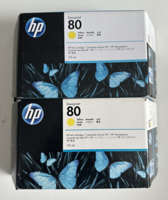 2x Original hp 80 gelb tintenpatronen hp C4873A hp designjet 1050 1055 OVP
