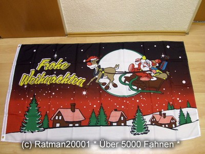 Fahne Flagge Weihnachten Schlitten Rentier 90 x 150 cm