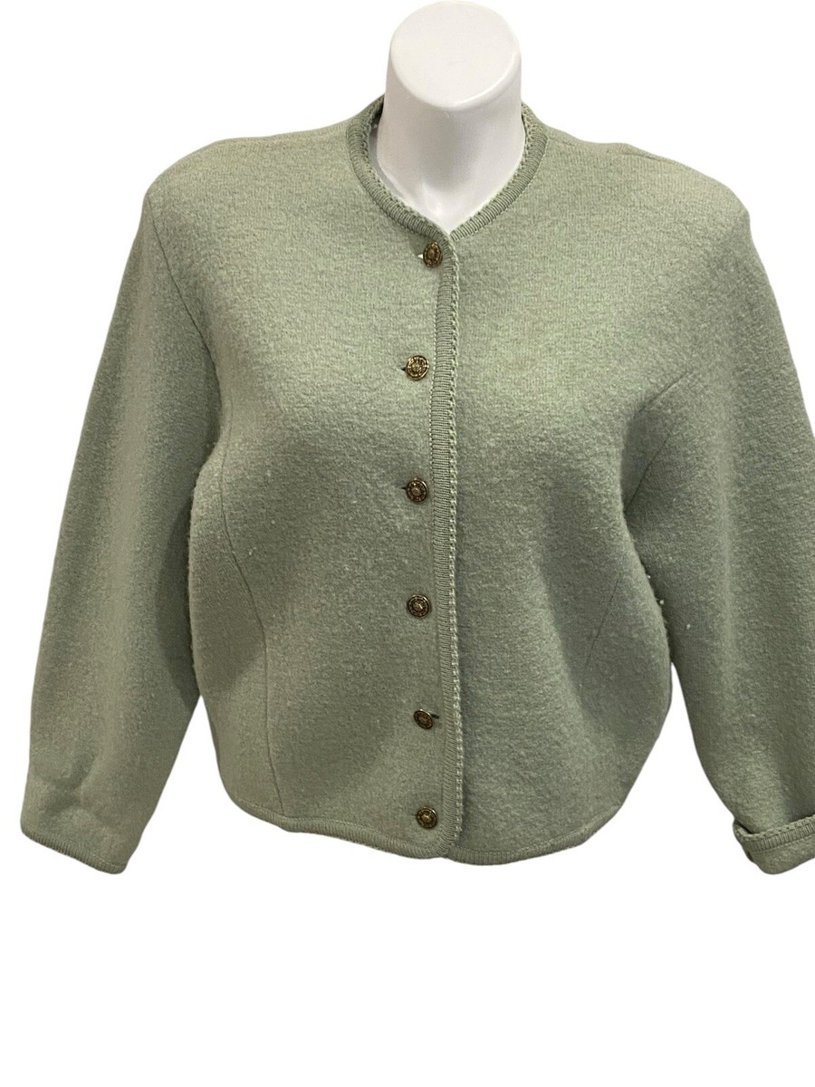 TALLY HO Nordic WOOL Cardigan Sweater Sage Green Button Up Women's Size XL  | eBay