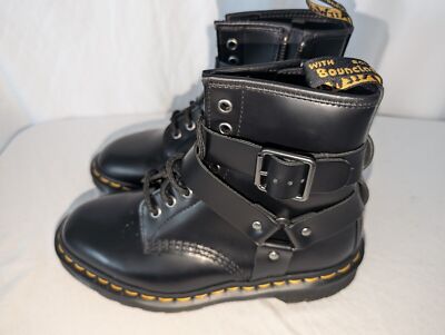 Dr Doc Martens Cristofor Harness Buckle Side Zipper Boots Men's 5 Women's 6 New