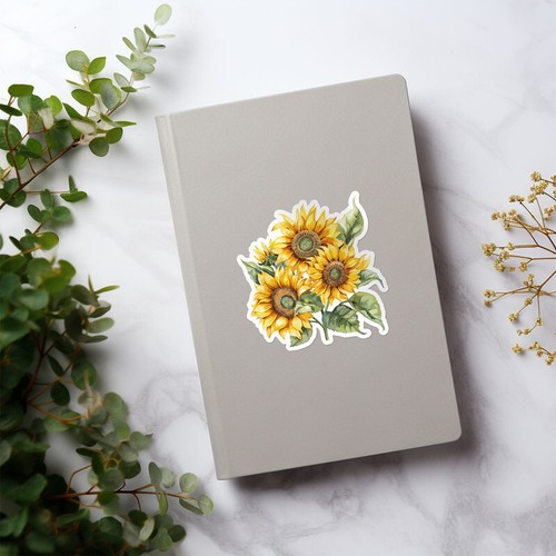 Watercolor Sunflower - Car Bumper Sticker Vinyl Art Decal - Picture 6 of 6