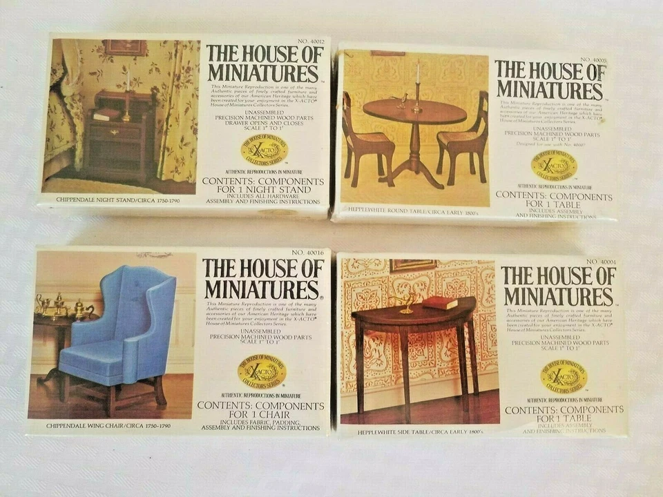 House Of Miniatures lot of 4 vintage Dollhouse Furniture sealed new in box - Image 2 of 4