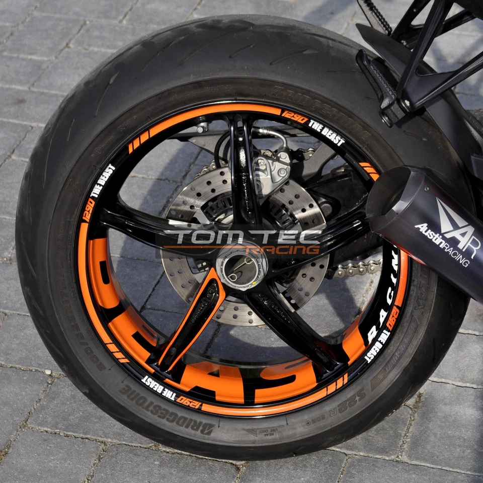 Pegatina de llanta KTM SuperDuke SD 1290 R SDR GT 2020-2025 Orange-White V1 Foto 2 de 4