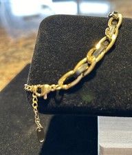 Women Girl Gold Plated Titanium Stainless Steel Black Thread Chain Bracelet 6-8"