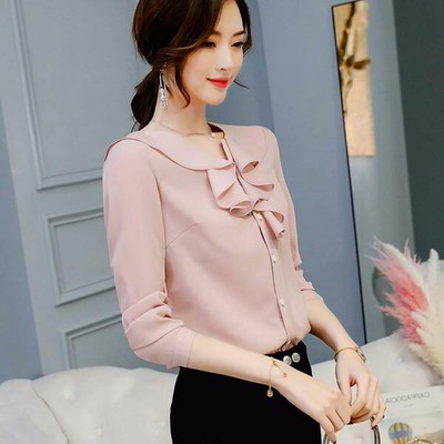 Summer Loose Comfort Zipper Button Chiffon Tops T-Shirt Blouse BOOMJIU Womens Casual Long Sleeve Blouse