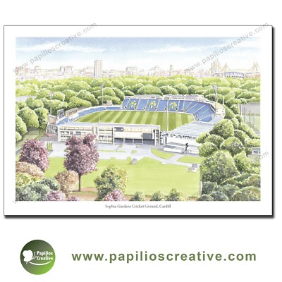 Poster Druck von Sophia Gardens Cricket Ground, Cardiff A3 von Dave Baldwin