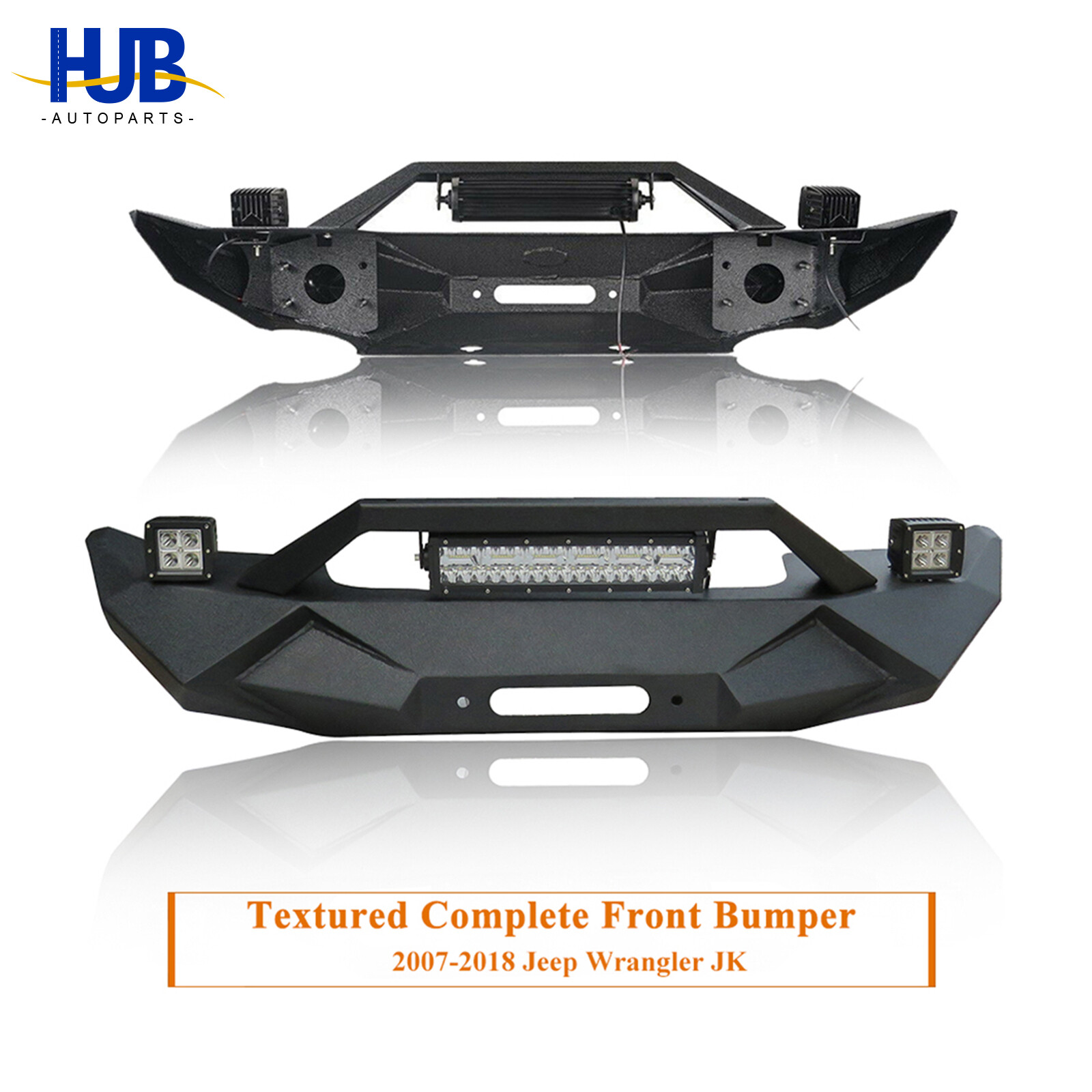 Steel Winch Bumper with LED Light Bar for 2007-2018 Jeep Wrangler - Powder Coated