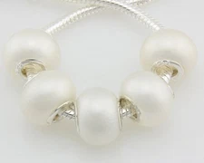 25pcs Pearl White Color Murano Lampwork Glass Beads For Charm Bracelet G2