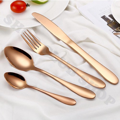 8 16 24 32 60 Piece Stainless Steel Cutlery Set Black Rose Gold Knife Fork Spoon - Picture 6 of 13