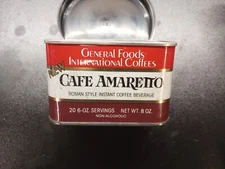 RARE Vintage 1970s GENERAL FOODS International Coffees Tin Can - CAFE AMARETTO