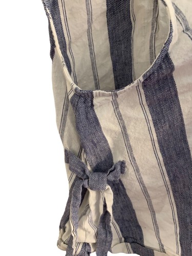 Débardeur femme Madewell en lin mélangé cravate latérale rayures taille S 65€. Haut bleu blanc - Photo 7/13