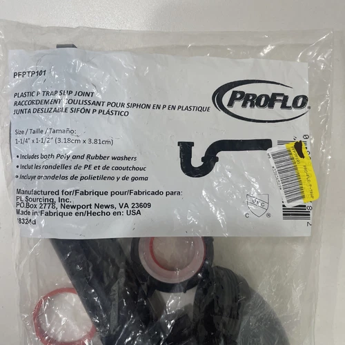 ProFlo P-Trap Slip-Joint Plastic Black 1-1/4" X 1-1/2" PFPTP101  - Picture 2 of 3