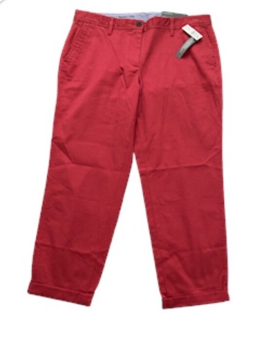Talbots Capri Pants Womens Petite Size 8P Red Relaxed Fit Pockets Fold Cuffs - Afbeelding 3 van 11