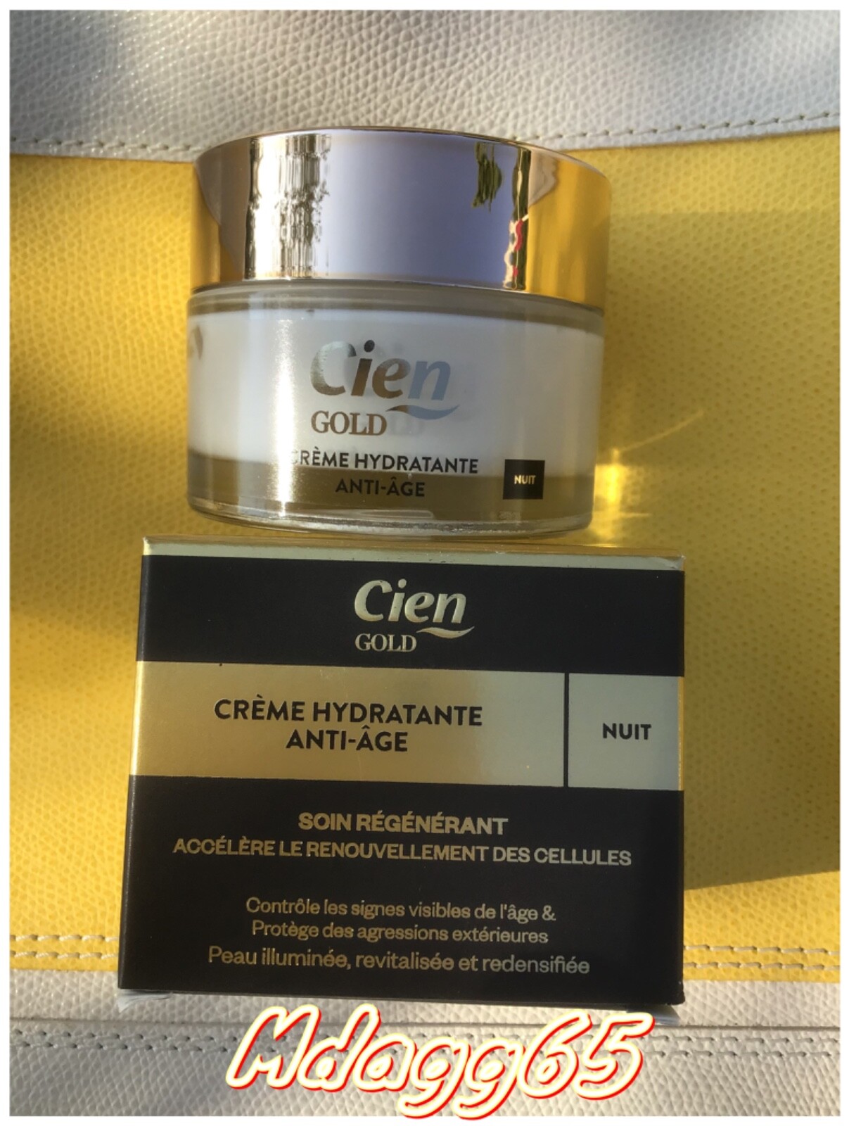 Crème de nuit hydratante Cien Gold soin régénérant anti-âge pour rituel beauté du soir